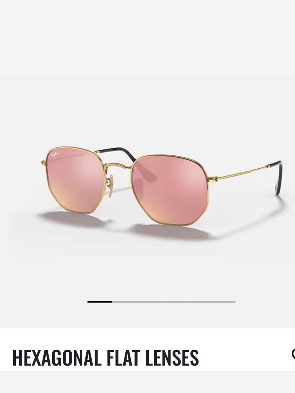 Ray-Ban Pink Hexagonal Flat Lens Sunglasses with Gold Metal Frame - Picture 1 of 6